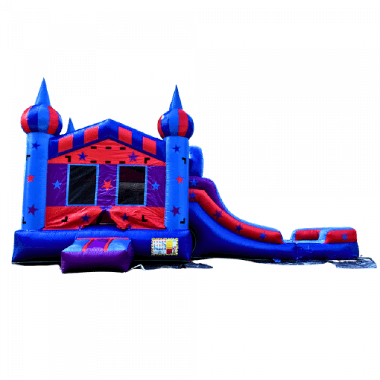 Red & Blue Star Bounce House W/ Slide